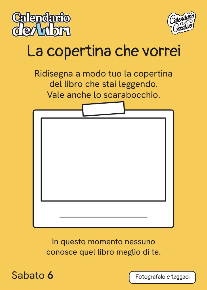 Foglio di sabato 6 febbraio 2027 del Calendario dei Libri 2027: La copertina che vorrei
