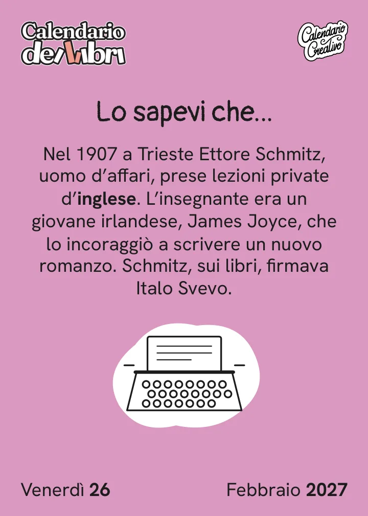 Foglio di venerdì 26 febbraio 2027 del Calendario dei Libri 2027: Lo sapevi che...