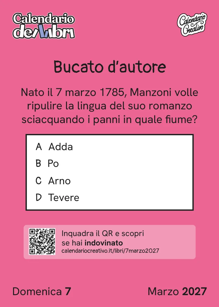 Foglio di domenica 7 marzo 2027 del Calendario dei Libri 2027: Bucato d'autore