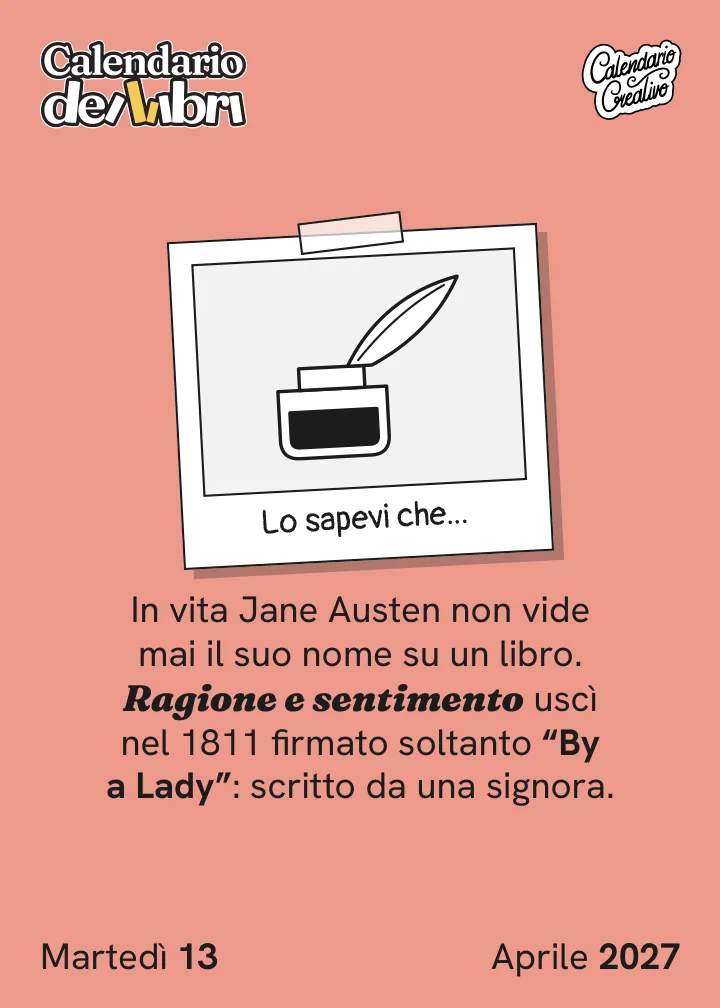 Foglio di martedì 13 aprile 2027 del Calendario dei Libri 2027: Lo sapevi che...