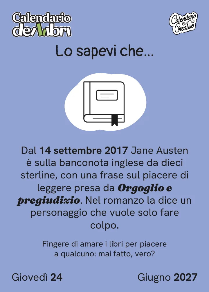 Foglio di giovedì 24 giugno 2027 del Calendario dei Libri 2027: Lo sapevi che...
