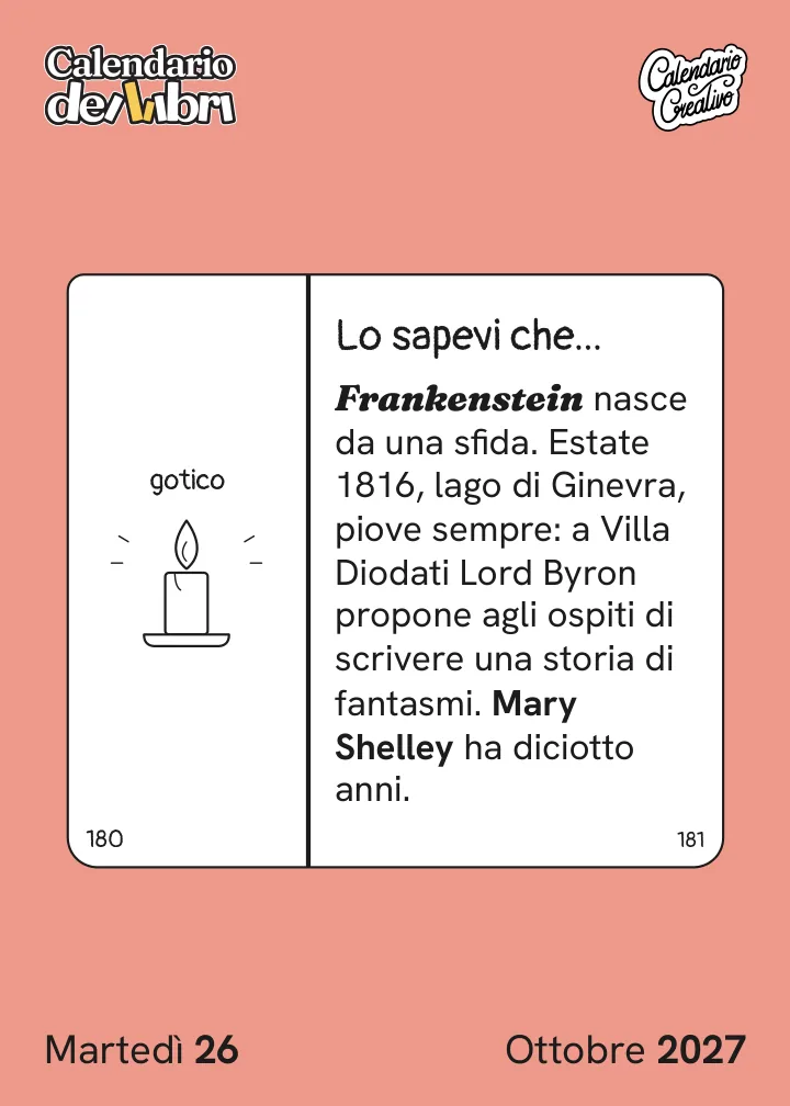 Foglio di martedì 26 ottobre 2027 del Calendario dei Libri 2027: Lo sapevi che...