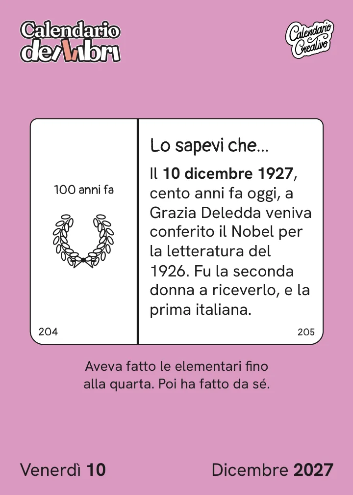 Foglio di venerdì 10 dicembre 2027 del Calendario dei Libri 2027: Lo sapevi che...