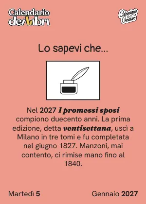 Foglio di martedì 5 gennaio 2027 del Calendario dei Libri 2027: Lo sapevi che...