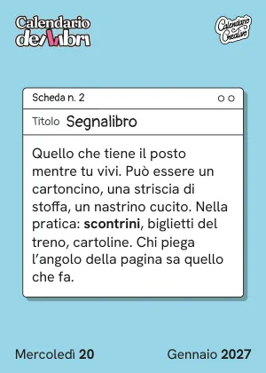 Foglio di mercoledì 20 gennaio 2027 del Calendario dei Libri 2027: Segnalibro