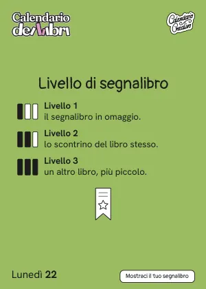 Foglio di lunedì 22 febbraio 2027 del Calendario dei Libri 2027: Livello di segnalibro