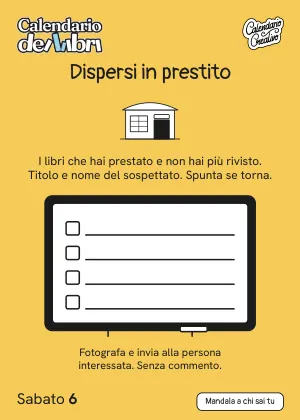 Foglio di sabato 6 marzo 2027 del Calendario dei Libri 2027: Dispersi in prestito