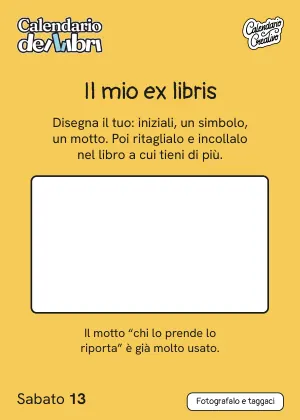 Foglio di sabato 13 marzo 2027 del Calendario dei Libri 2027: Il mio ex libris