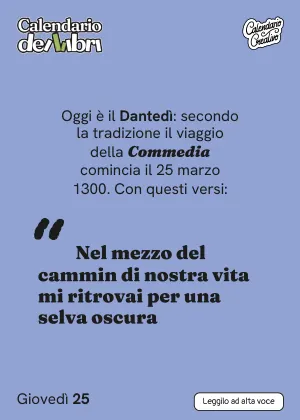 Foglio di giovedì 25 marzo 2027 del Calendario dei Libri 2027: Nel mezzo del cammin di nostra vita mi ritrovai per una selva oscura