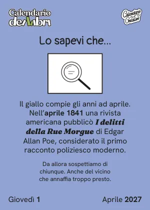 Foglio di giovedì 1° aprile 2027 del Calendario dei Libri 2027: Lo sapevi che...
