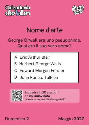 Foglio di domenica 2 maggio 2027 del Calendario dei Libri 2027: Nome d'arte