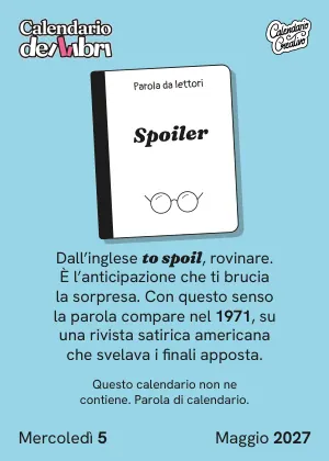 Foglio di mercoledì 5 maggio 2027 del Calendario dei Libri 2027: Spoiler