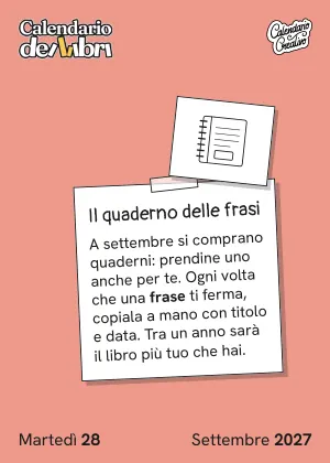 Foglio di martedì 28 settembre 2027 del Calendario dei Libri 2027: Il quaderno delle frasi