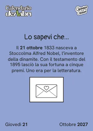 Foglio di giovedì 21 ottobre 2027 del Calendario dei Libri 2027: Lo sapevi che...