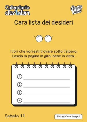Foglio di sabato 11 dicembre 2027 del Calendario dei Libri 2027: Cara lista dei desideri