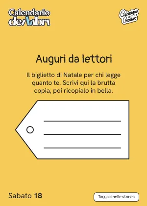 Foglio di sabato 18 dicembre 2027 del Calendario dei Libri 2027: Auguri da lettori