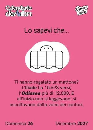 Foglio di domenica 26 dicembre 2027 del Calendario dei Libri 2027: Lo sapevi che...