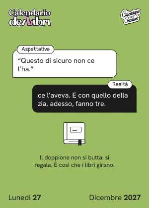 Foglio di lunedì 27 dicembre 2027 del Calendario dei Libri 2027: Aspettativa / Realtà